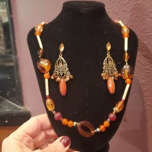 Beaded Necklace and Earrings, Perfect for Fall or Summer/ Resort Wear! NWOT!